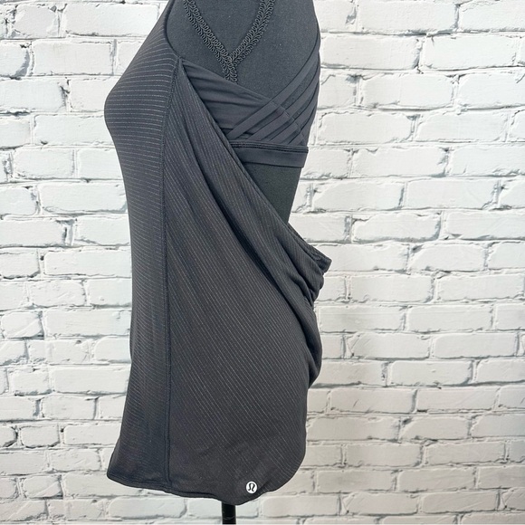 Lululemon Free To Be Wild Tank Top Sports Bra Size 6 Gray Strappy Drape Back - Picture 5 of 10